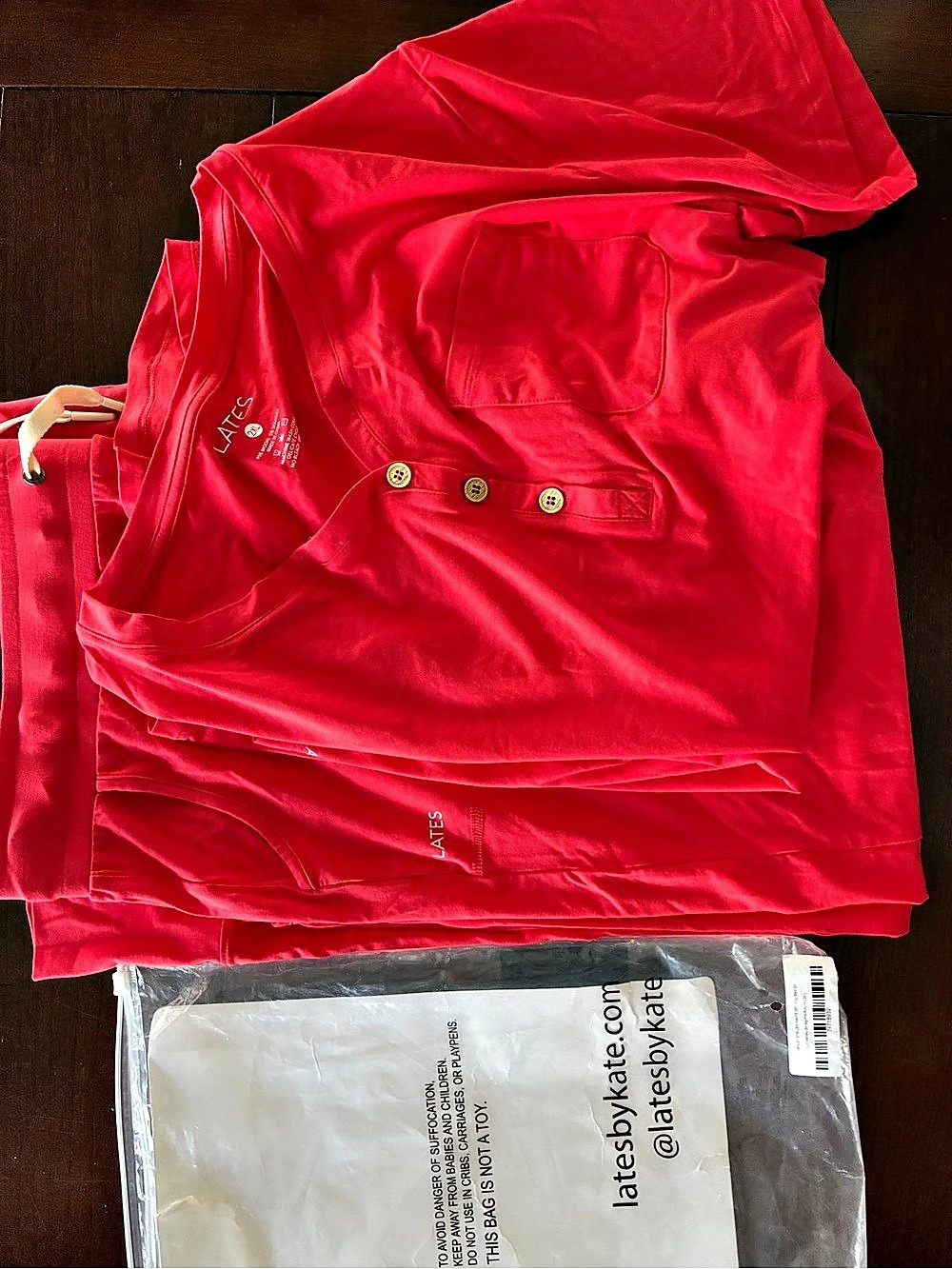 LATES by Kate Henley Lounge Pajama Set Red Size 2XL NWT
